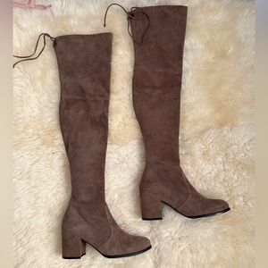 Stuart Weitzman Tieland Over the Knee Boots in Taupe Womens Size 6.5